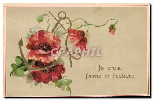 Cartes postales Fantaisie Fleurs Ancre de marine