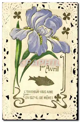 Ansichtskarte AK Fantaisie Brodee Fleurs Poisson 1er Avril