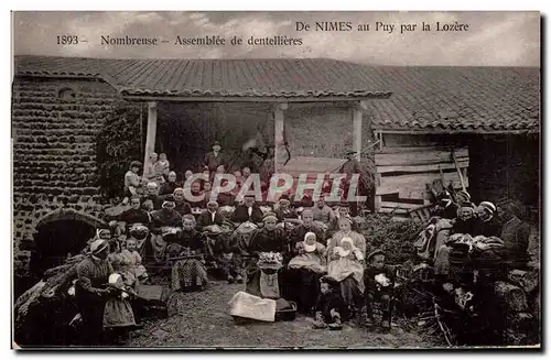 Cartes postales Folklore Dentelle Dentelliere De Nimes au Puy par la Lozere Nombreuse assemblee de dentellieres