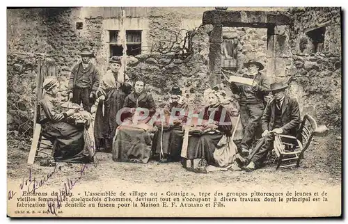 Ansichtskarte AK Folklore Dentelle Dentelliere Environs du Puy L&#39assemblee du village ou Couvige TOP