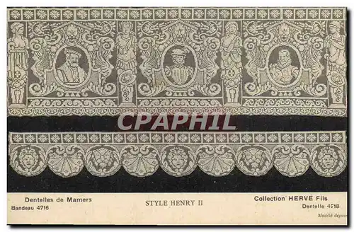 Cartes postales Folklore Dentelle Dentelliere Dentelles de Mamers Style Henry II