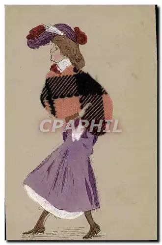 Cartes postales Fantaisie Femme (d�cor en tissu)