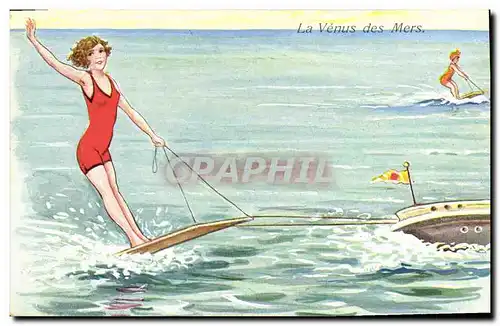 Cartes postales Fantaisie Femme Ski nautique