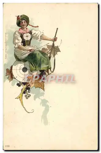 Cartes postales Fantaisie Femme Chasse Fusil