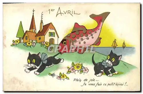 Cartes postales Fantaisie Chat Chats Chaton 1er Avril