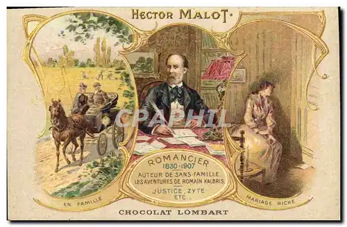 Cartes postales Hector Malot En famille Mariage riche Chocolat Lombart