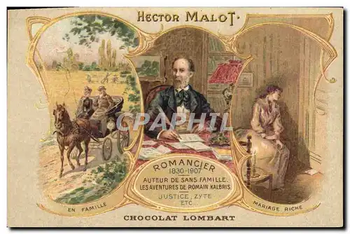 Cartes postales Hector Malot En famille Mariage Riche Chocolat Lombart