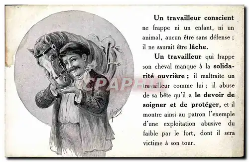 Cartes postales Cheval Equitation Hippisme Un travailleur conscient
