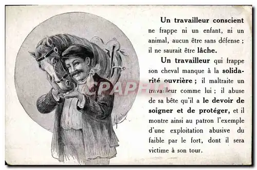 Cartes postales Cheval Equitation Hippisme Un travailleur conscient