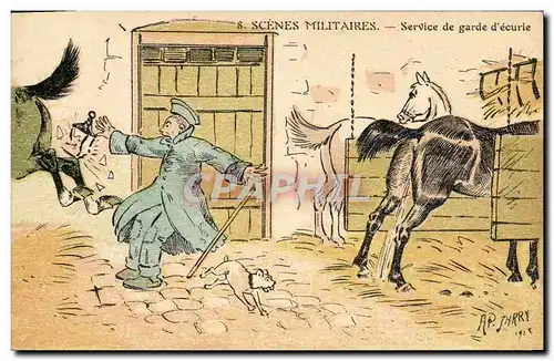 Cartes postales Cheval Equitation Hippisme Service de garde d&#39ecurie