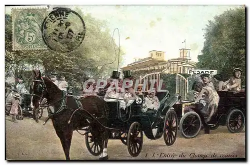 Cartes postales Cheval Equitation Hippisme Enfants Les courses L&#39entree du champ de courses