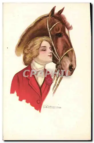 Ansichtskarte AK Cheval Equitation Hippisme Femme