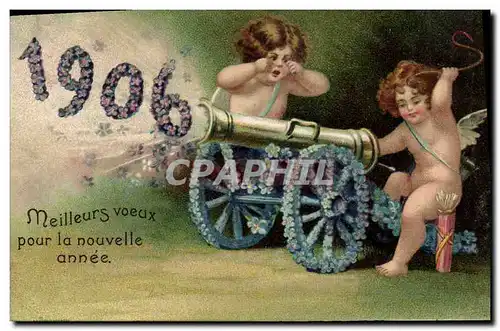 Cartes postales Fantaisie Fleurs Annee 1906 Ange Anges Canon