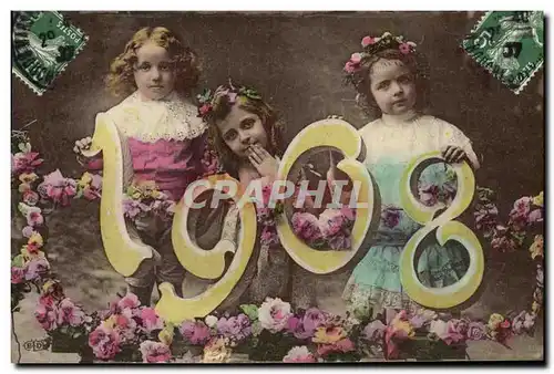 Ansichtskarte AK Fantaisie Fleurs Annee 1908 Enfants