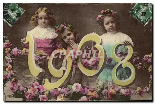 Cartes postales Fantaisie Fleurs Annee 1908 Enfants
