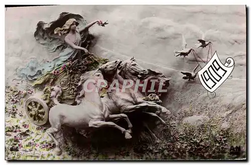 Cartes postales Fantaisie Annee 1909 Femme Chevaux