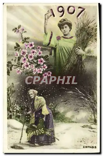 Cartes postales Fantaisie Fleurs Annee 1907 Femmes