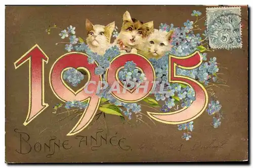 Cartes postales Fantaisie Fleurs Annee 1905 Chats Chat chaton