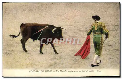 Ansichtskarte AK Corrida Course de taureaux Matador preparando un pase de pecho