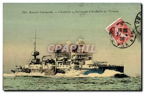 Cartes postales Bateau de Guerre Suffren Cuirasse d'escadre en vitesse