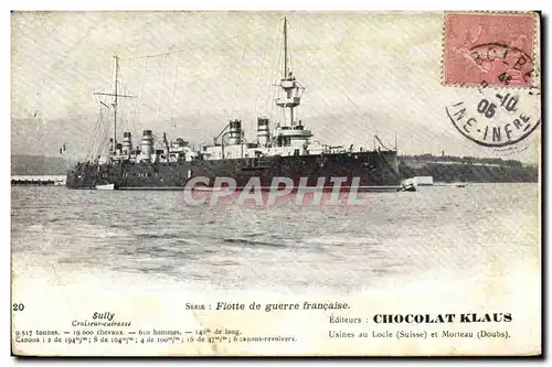 Ansichtskarte AK Bateau de Guerre Sully Croiseur Cuirasse