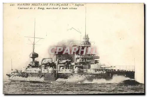 Cartes postales Bateau de Guerre Suffren Cuirasse de 1er rang marchant a toute vitesse