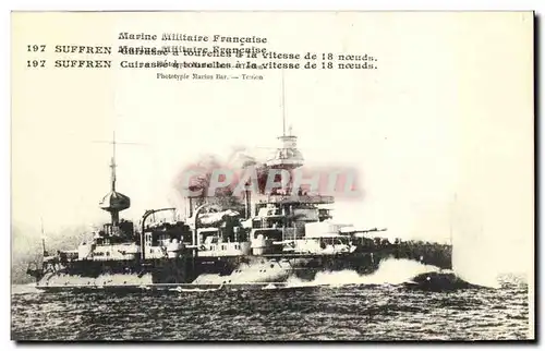 Ansichtskarte AK Bateau de Guerre Suffren Cuirasse a tourelles