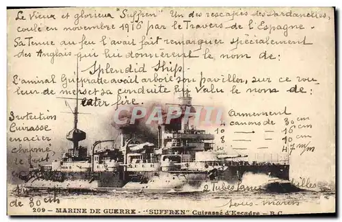 Cartes postales Bateau de Guerre Suffren Cuirasse d'escadre