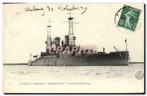 Ansichtskarte AK Bateau de Guerre Le cuirasse americain South Carolina en rade de Cherbourg