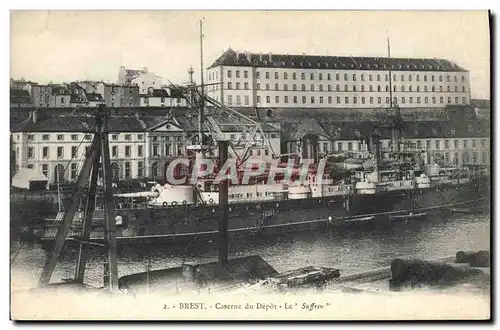 Ansichtskarte AK Bateau de Guerre Brest Caserne de depot Le Suffren