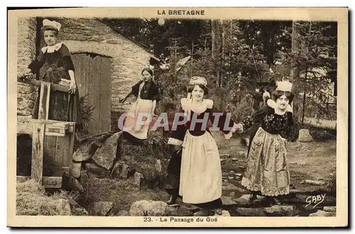 Cartes postales Folklore Bretagne Le passage du gue