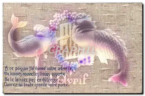 Cartes postales Fantaisie Fleurs Poissons 1er Avril