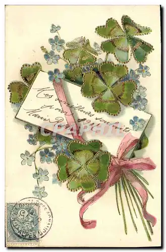 Cartes postales Fantaisie Fleurs Trefles