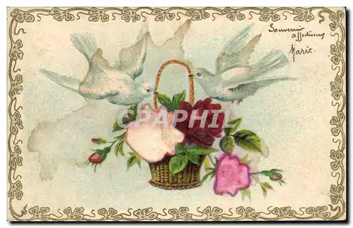 Cartes postales Fantaisie Fleurs Colombes