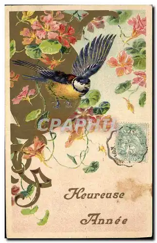 Cartes postales Fantaisie Fleurs Oiseau