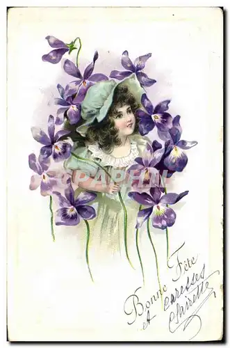 Cartes postales Fantaisie Fleurs Enfant