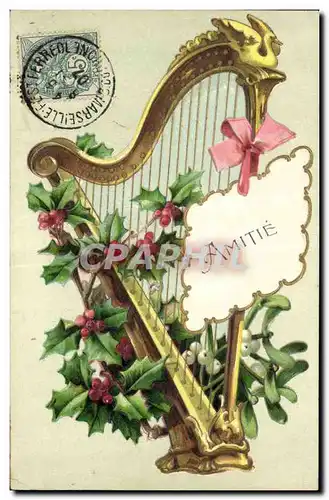 Cartes postales Fantaisie Fleurs Harpe