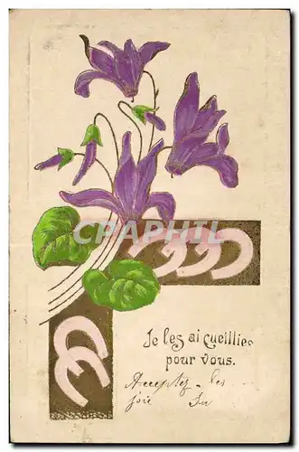 Cartes postales Fantaisie Fleurs Fer a cheval