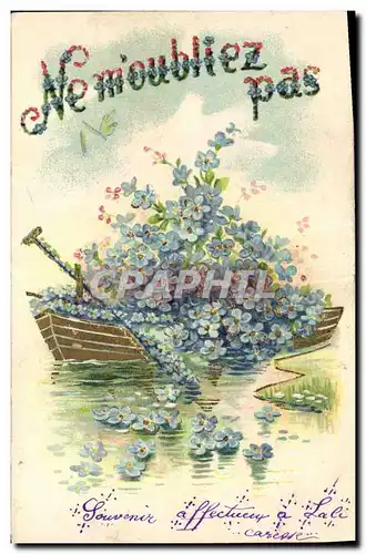 Cartes postales Fantaisie Fleurs Barque