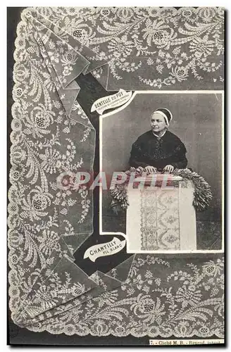 Cartes postales Dentelle Dentelliere Chantilly Fil Blanc