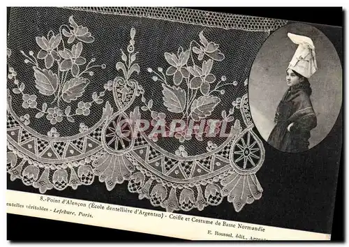 Cartes postales Dentelle Dentelliere Point d'Alencon Ecole dentelliere d'Argentan Normandie