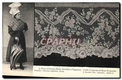 Cartes postales Dentelle Dentelliere Point d'Alencon Ecole dentelliere d'Argentan Normandie