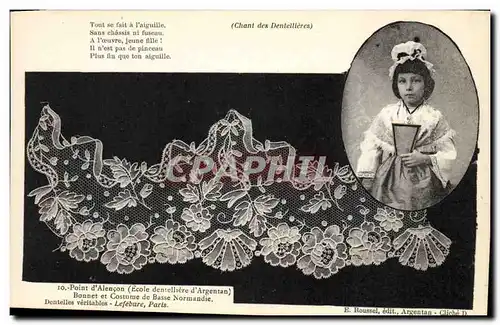 Cartes postales Dentelle Dentelliere Point d'Alencon Ecole dentelliere d'Argentan Normandie