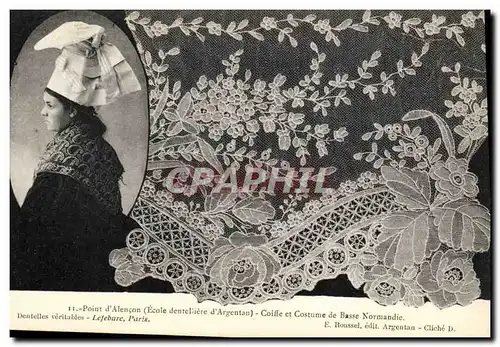 Cartes postales Dentelle Dentelliere Point d'Alencon Ecole dentelliere d'Argentan Normandie