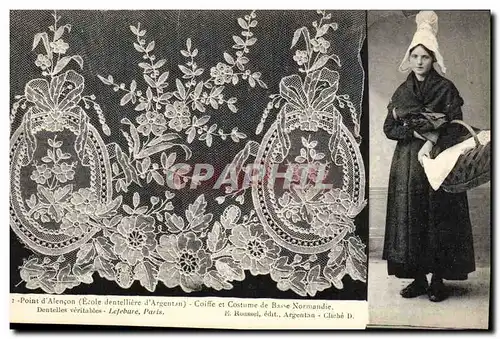Cartes postales Dentelle Dentelliere Point d'Alencon Ecole dentelliere d'Argentan Normandie