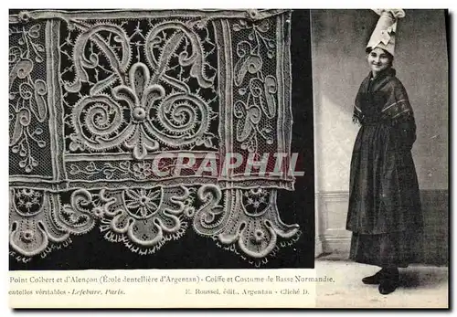 Cartes postales Dentelle Dentelliere Point d'Alencon Ecole dentelliere d'Argentan Normandie