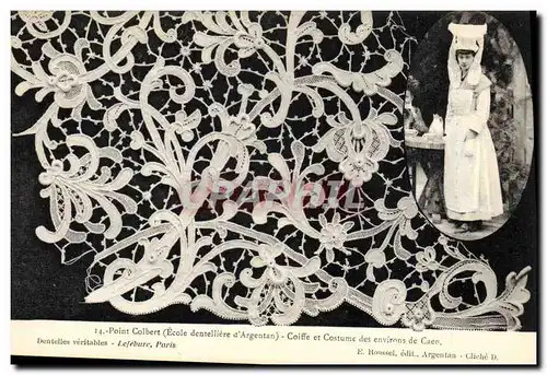 Cartes postales Dentelle Dentelliere Point Colbert Ecole dentelliere d'Argentan Caen