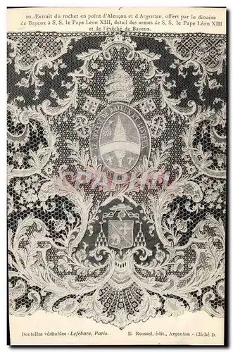 Cartes postales Dentelle Dentelliere Extrait du Rochet en point d'Alencon et d'Argentan offert par le dioc