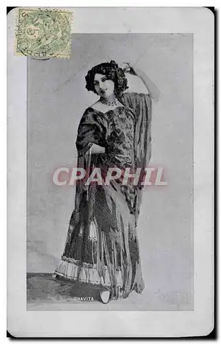 Ansichtskarte AK Fantaisie Femme Chavita Theatre (carte metalis�e) TOP