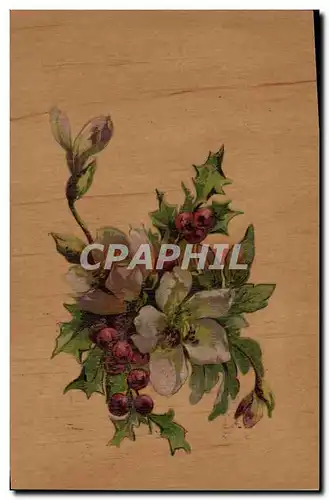 Cartes postales Fantaisie Fleurs (carte en bois)